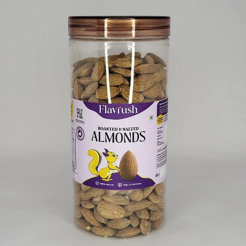 Flavrush Roasted Salted Almonds - 500g Jar