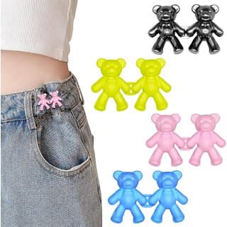 (4 Pairs) Cute Bear Detachable Waist Button for Jeans Pants
