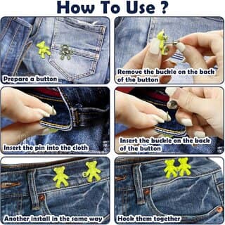 (4 Pairs) Cute Bear Detachable Waist Button for Jeans Pants view 2