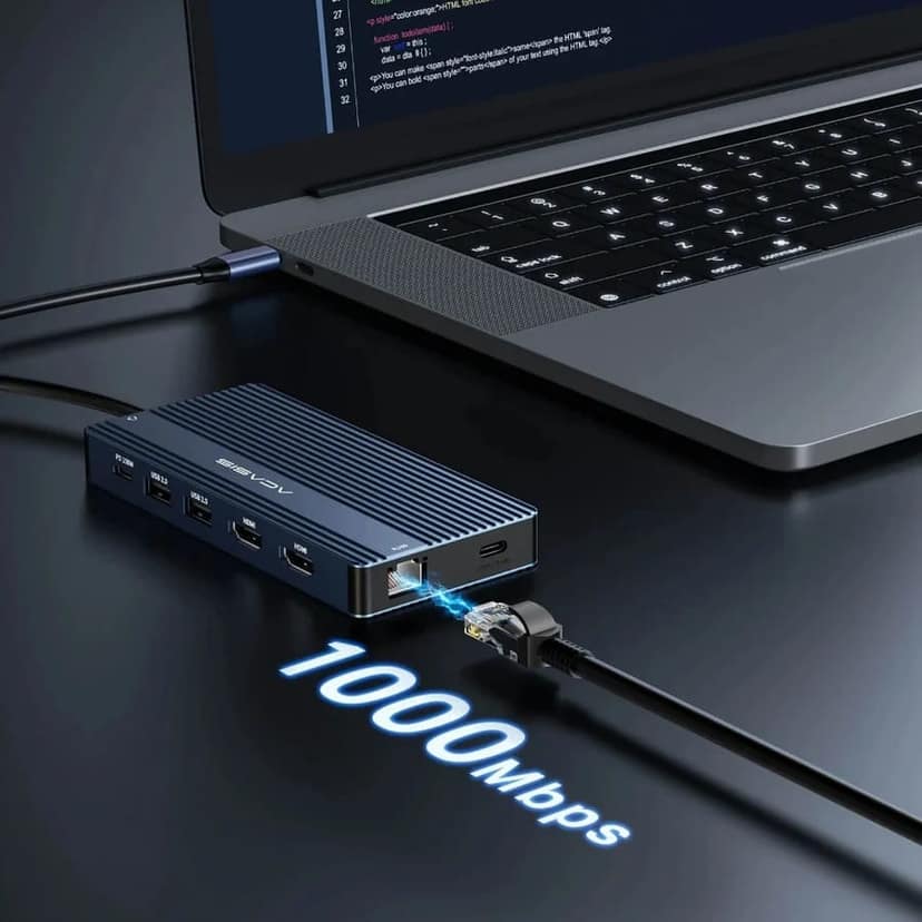 ACASIS 14 in 1 USB C Dock with 10Gbps(USB C Video+Data,3*USB C,USB A) Dual Monitor 4k60Hz Ethernet,100W PD,SD/TF,3.5mm Audio for Dell/HP/ Mac/Window view 8