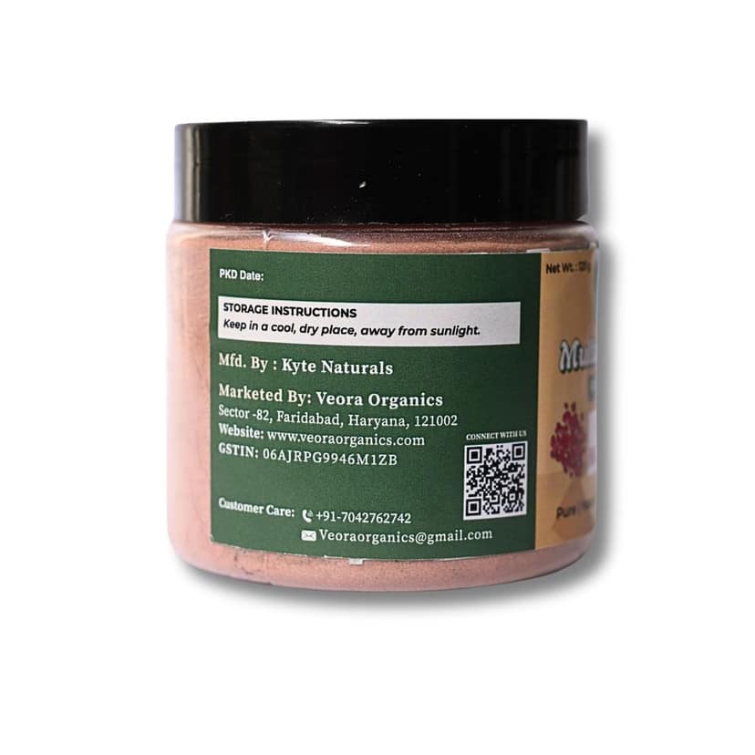 Veora Organics Multani Mitti Face Pack Rose Harmony | Natural Skin Brightening Face Mask with Rose Petals & Orange Peel | Deep Cleansing, Oil Control & Tan Removal | Pure Chemical-Free Herbal Skincare | 120g view 6