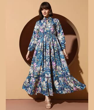 ZWERLON Women Polyester Printed A-line Dress ( Multi Color )