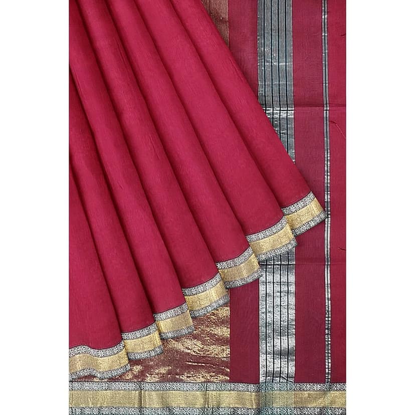 Maheshwari Star Boarder Red Saree view 3