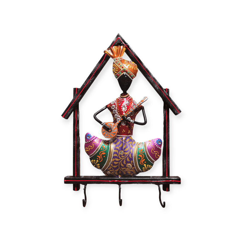 Handcrafted Metal Rajasthani Tribal Musician Key Holder view 2