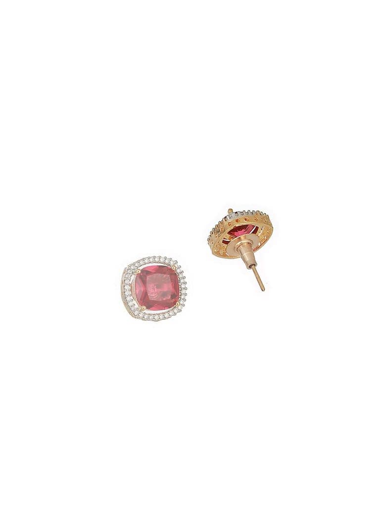Gold Toned Ruby Red AD Studded Square Pendant Jewellery Set view 8