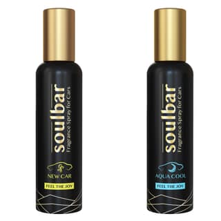 SOULBAR Luxury Car Freshener Spray - New Car + Aqua Cool, 80 ml Each - Pack of 2, Free Perfume Dangler
