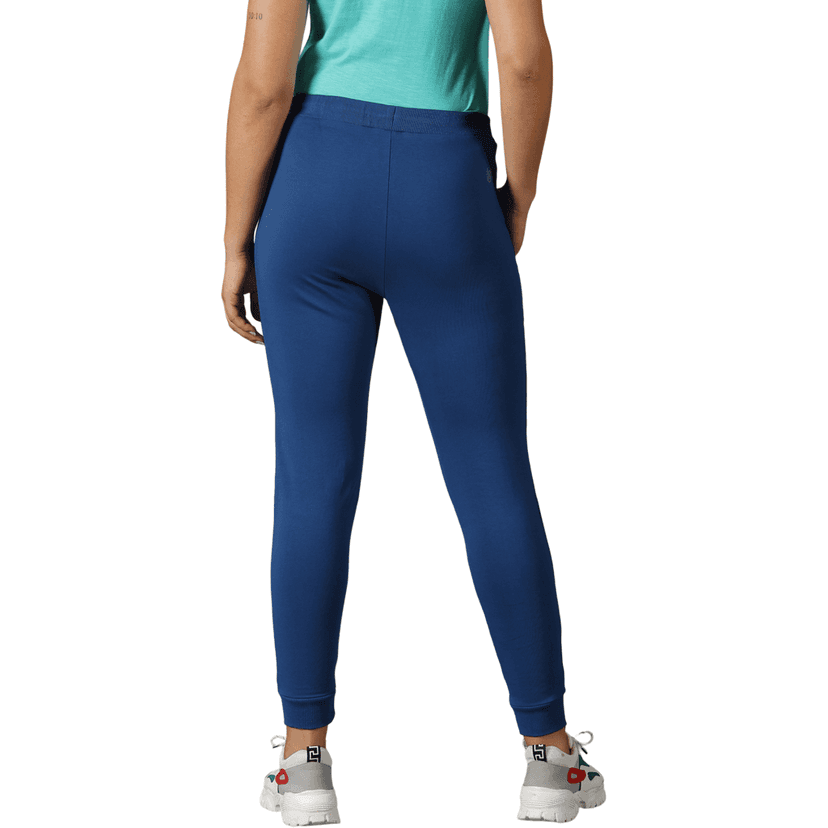 DOMIN8 Women's Branded Drawstring waist Solid Training Track Pants with Sticker print & Zipper Pockets view 7