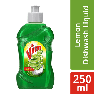 Vim Dishwash Liquid - With Power Of Lemons, 250 Ml Bottle