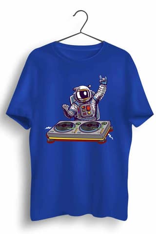 Space Jam Graphic Printed Mens Round Neck Blue Cotton Tshirt
