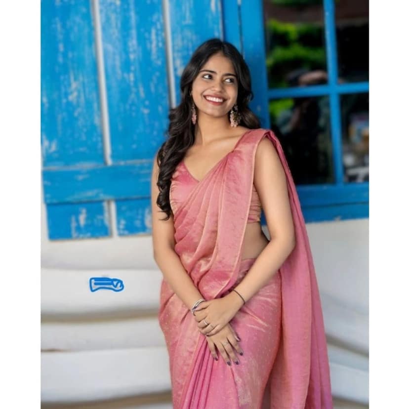 womens silk embroidred saree with unstitched blouse 5mtr pink pid62473 view 2