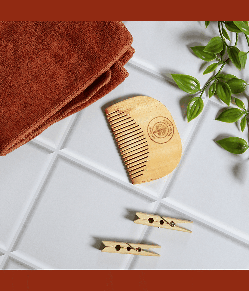 Ayurveda Amrita Neem Wood Pocket Fine Tooth Comb 1 Pcs view 2