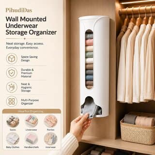 (Pack of 1) Wall Mounted Underwear Storage Organizer Space Saving Wardrobe Hanging Box for Socks, Panties, Bras Innerwear, Dustproof Closet Storage Container (Multicolor) view 7