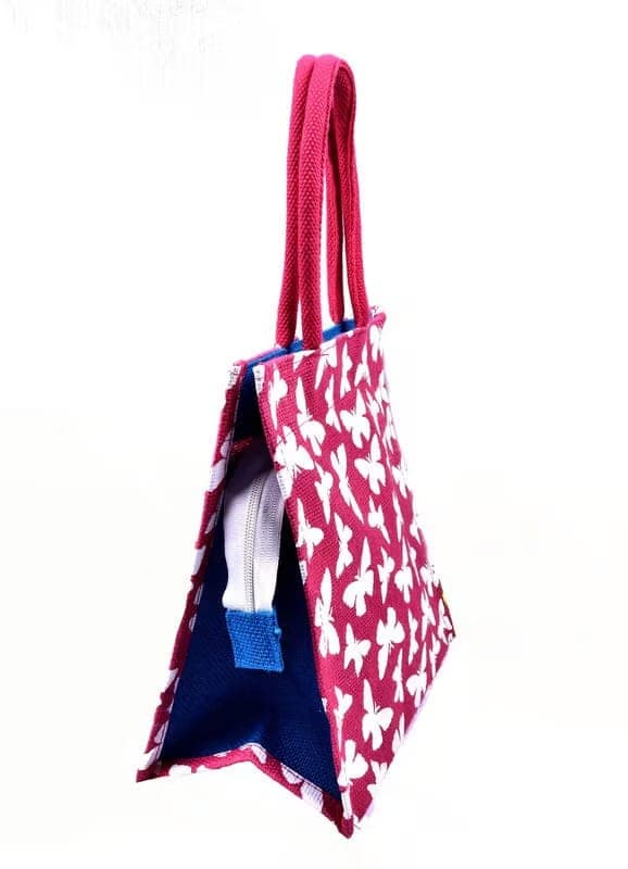 Butterfly Print Jute Bag view 2