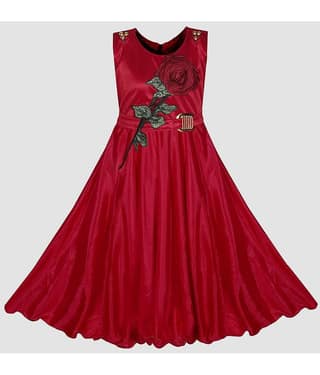 9stiches - Red Lycra Baby Girl Frock ( Pack of 1 )