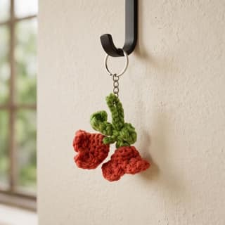 Handmade Crochet Rose Flower Keychain