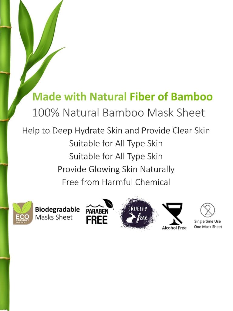 Masking Bamboo Facial Sheet Mask for Glowing Skin, Hydrating Skin Combo Pack 12 view 4