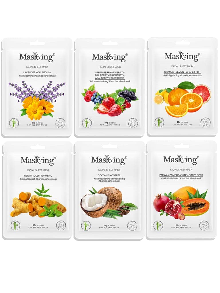 Masking Bamboo Facial Sheet Mask for Glowing Skin, Hydrating Skin Combo Pack 12 view 6