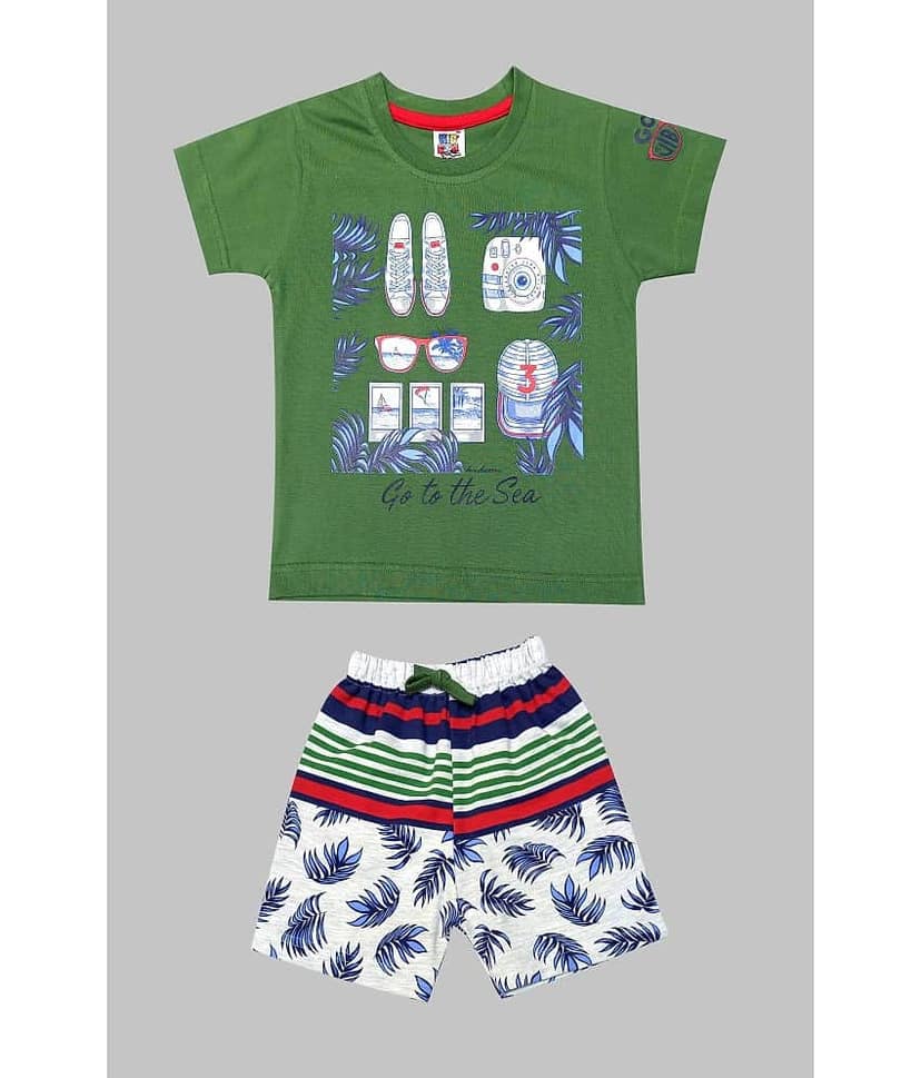 Kideon Pack of 1 Baby Boys 100% Cotton T-Shirt & Shorts ( Red )