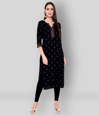GOD BLESS - Black Rayon Women's Straight Kurti