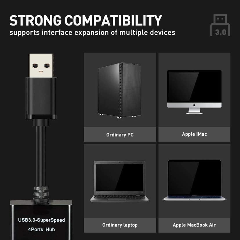XBLAZE 4 PORT USB HUB-USB 3.0 view 2