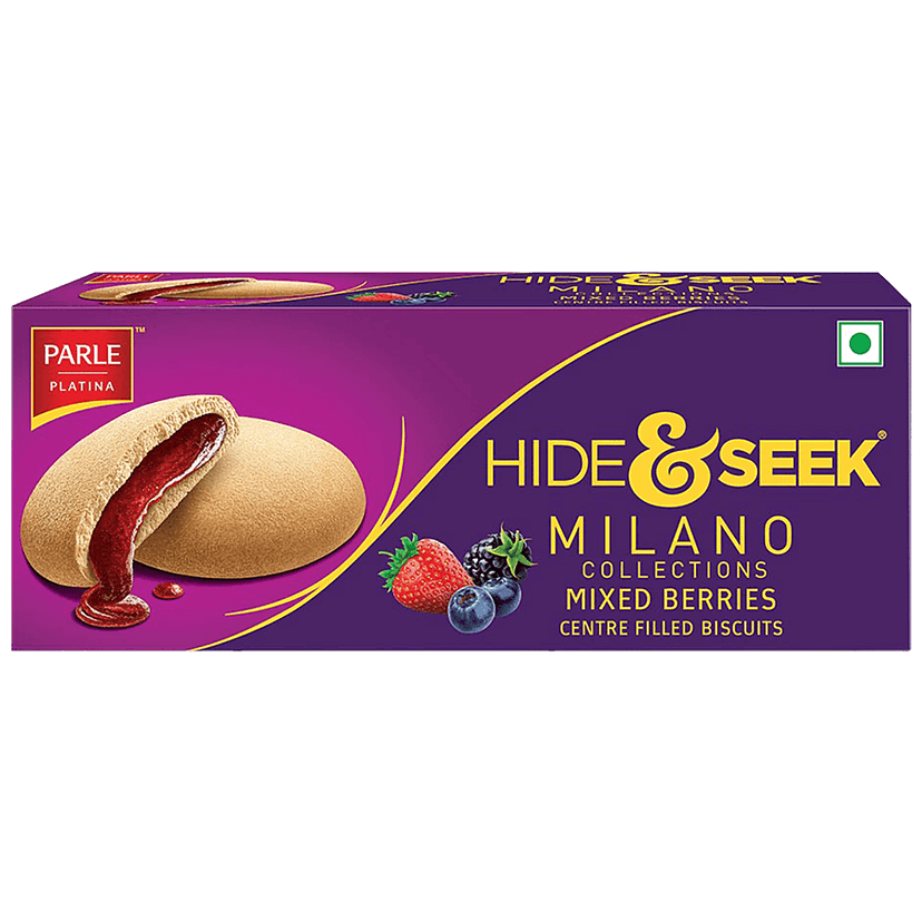 Parle Hide & Seek - Milano Centre Filled Mixed Berries Biscuits, Rich Taste, 75 G