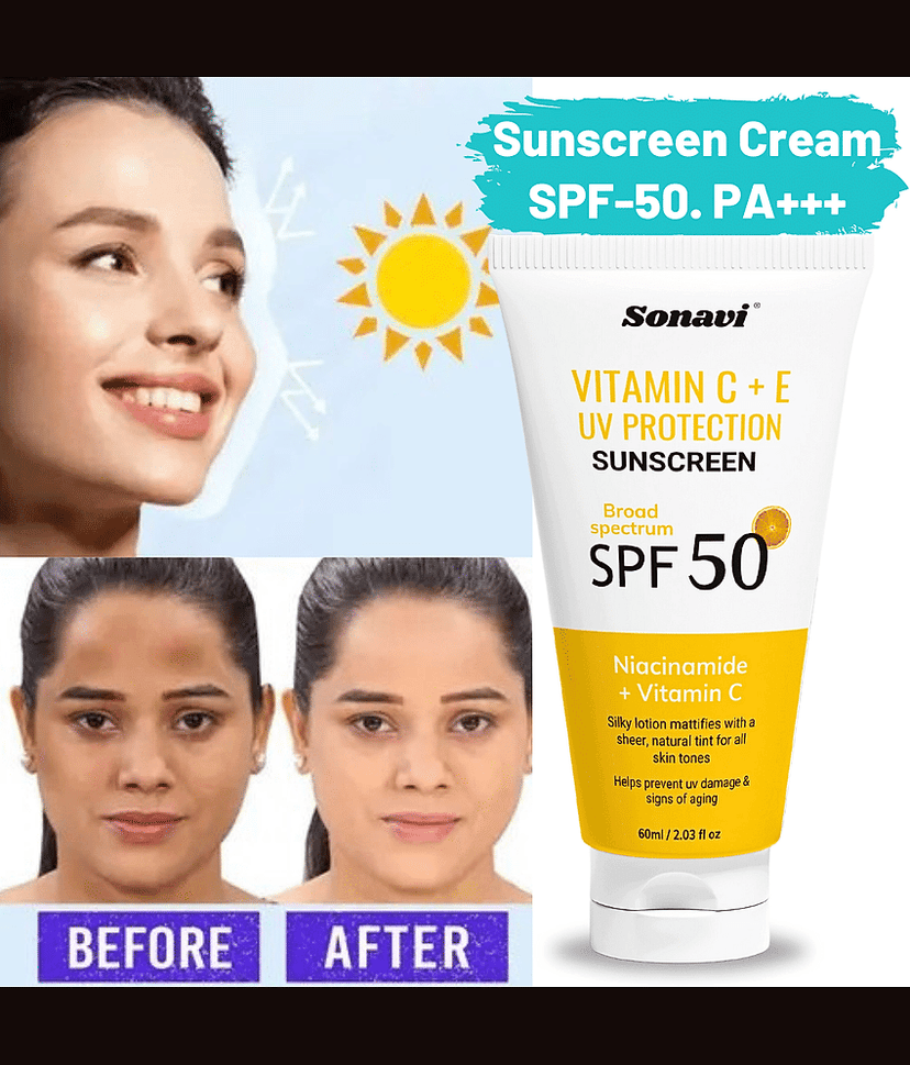 Sonavi SPF 50 Sunscreen Cream For All Skin Type ( Pack of 1 )