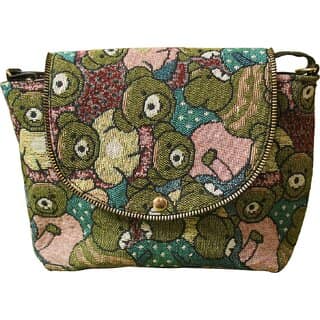 Vintage Patterned Fabric Crossbody Pouch for Women