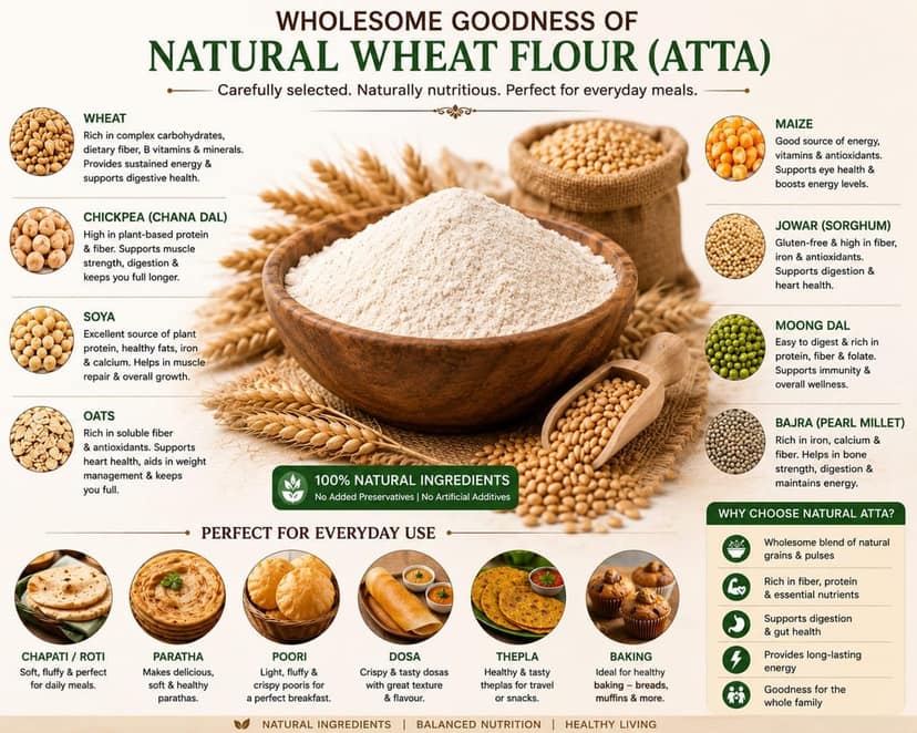 YUKA Multigrain Atta 250g | Wheat, Pulses & Grain Flour Blend view 3