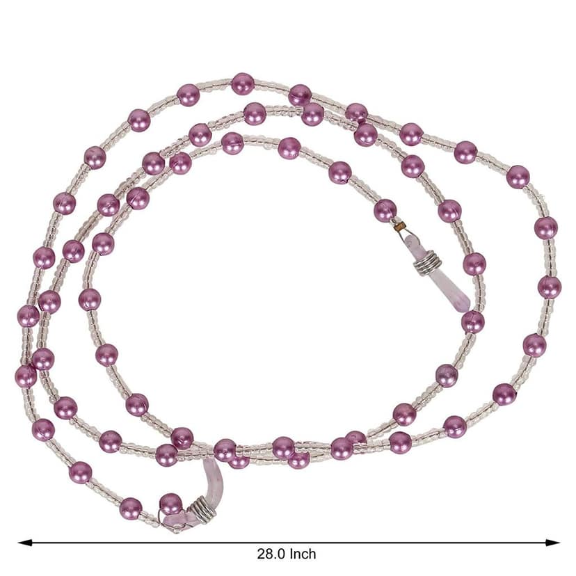 AV Fashion India - Pearls & Seed Beads Adjustable Unisex Eyeglass Chain Spectacle Cord Neck Strap String Chain Link Holder 74 cms Multi colour for Women Men and Girl Eyeglass Chain Unisex ( Purple ) view 5