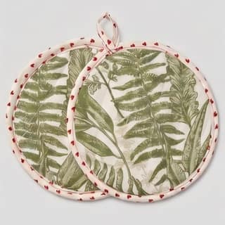 Botanical Print Quilted Cotton Pot Holders (Set of 2)