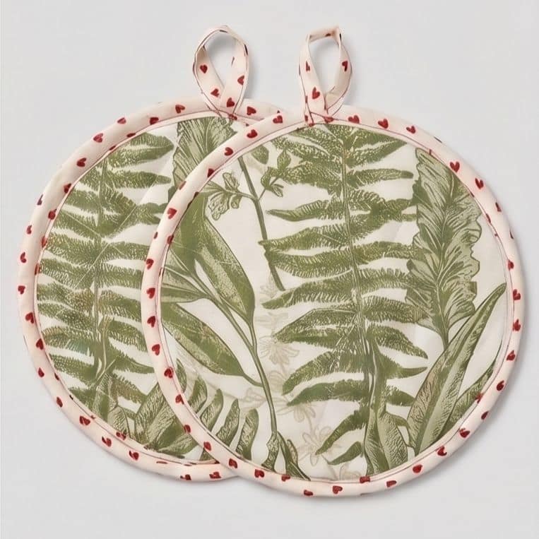 Botanical Print Quilted Cotton Pot Holders (Set of 2) view 2
