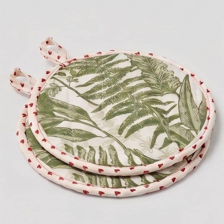 Botanical Print Quilted Cotton Pot Holders (Set of 2) view 3