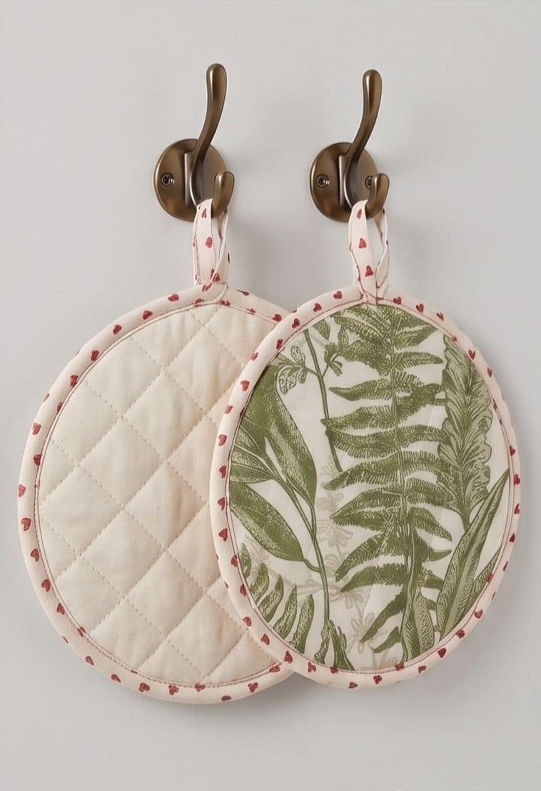 Botanical Print Quilted Cotton Pot Holders (Set of 2) view 4