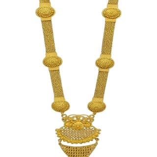 Exquisite Gold-Tone Ethnic Necklace for Weddings and Festive Occasions
