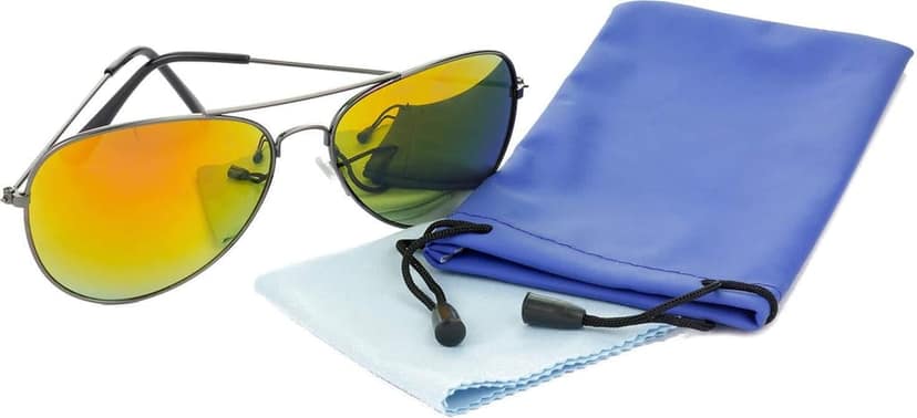 HRINKAR Unisex Pilot Sunglasses Grey Frame, Yellow & Violet Lens (Medium) - Pack of 2 view 7
