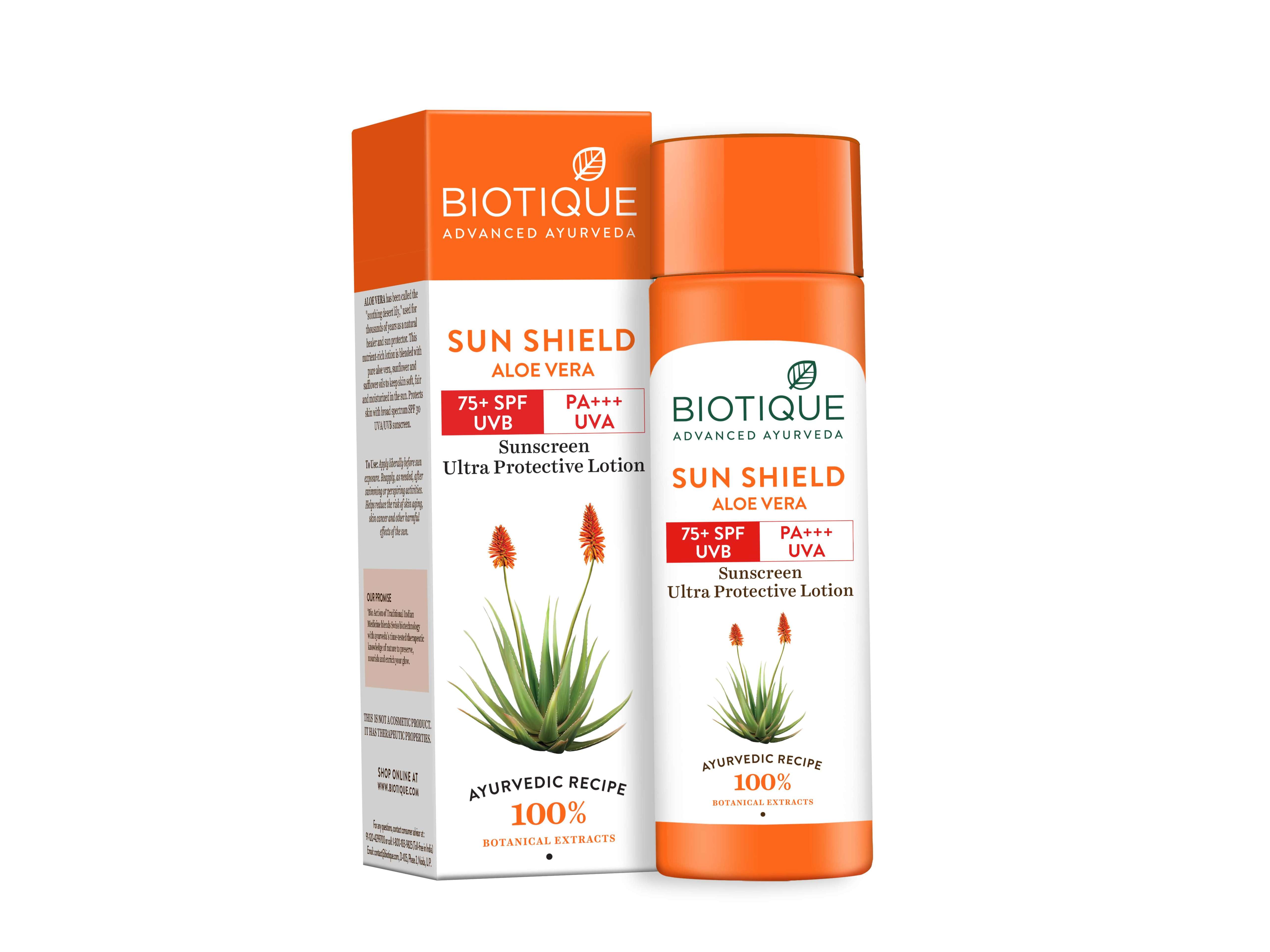 Biotique Sun Shield Aloe Vera 75+SPF Sunscreen Lotion 190ml