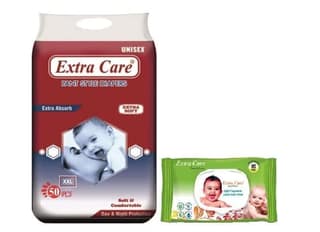 Alizee Extra Care Natural Baby Green Wipes with Lid 80 piece + Extra Absorb Pants Style Baby Diapers (100 Counts) | Combo of Diaper & Wipes