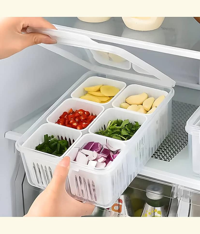 HEXA HUB Fridge Storage Boxes Plastic White Food Container ( Set of 1 ) view 2