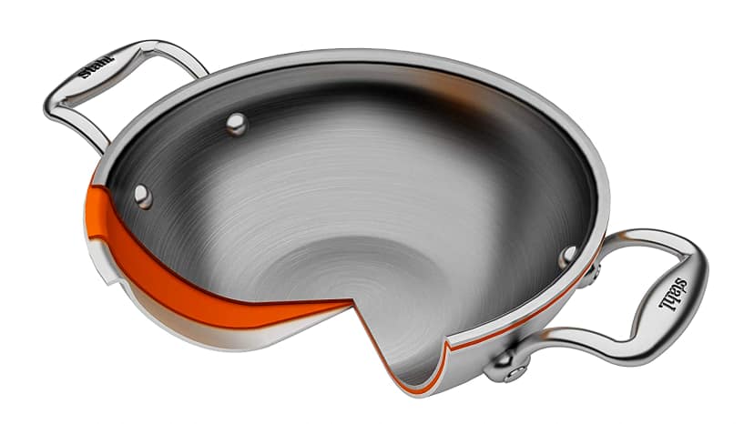 Stahl Triply Stainless Steel Artisan Kadhai with Lid | Premium Induction Kadhai for Healthy Everyday Cooking (Size - 22cm/2.0ltr) by Mahavir Home Store view 2