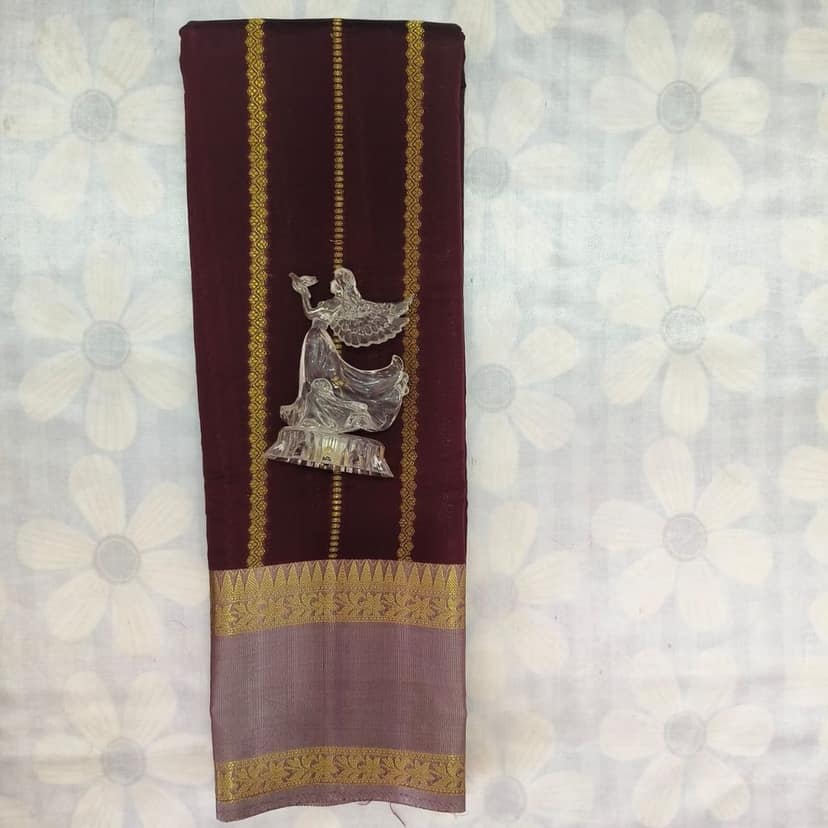 Soft Silk Saree with Blouse - Maroon view 2