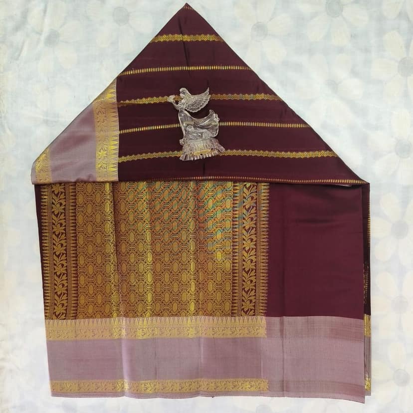 Soft Silk Saree with Blouse - Maroon view 4
