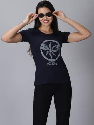Cotton Navy Captain Marvel T-Shirt