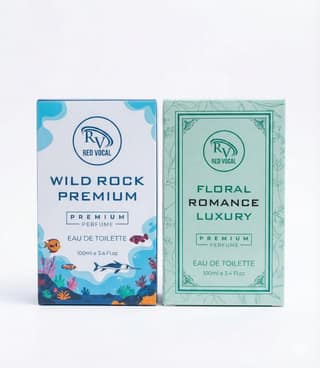 Red Vocal Wild Rock (Men) & Floral Romance (Women) Premium Eau De Toilette Set – 2×100ml, Bold Masculine & Elegant Feminine Fragrances