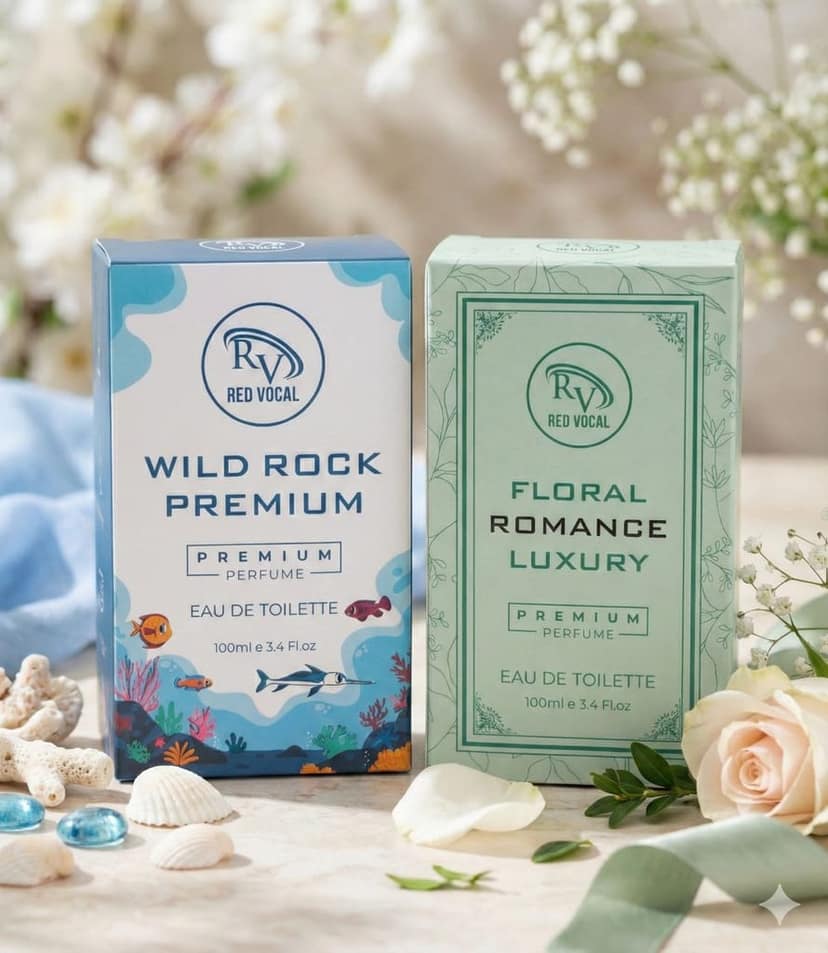 Red Vocal Wild Rock (Men) & Floral Romance (Women) Premium Eau De Toilette Set – 2×100ml, Bold Masculine & Elegant Feminine Fragrances view 4