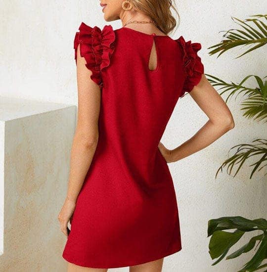 Ruffle Trim Solid Tunic Dress view 3