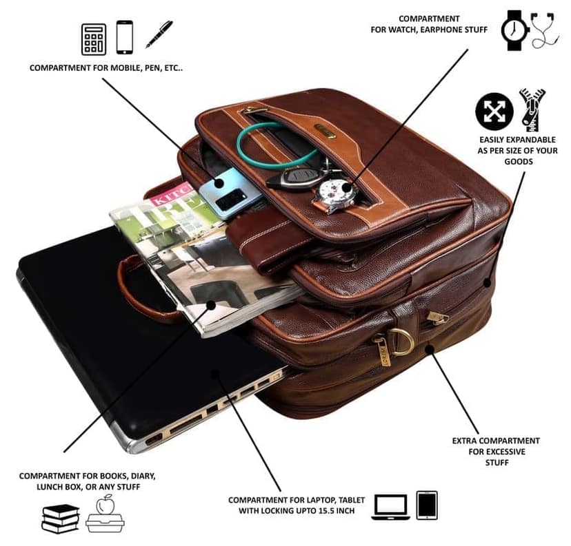 LOREM 28L Messenger Bag For Men - Faux Leather view 5