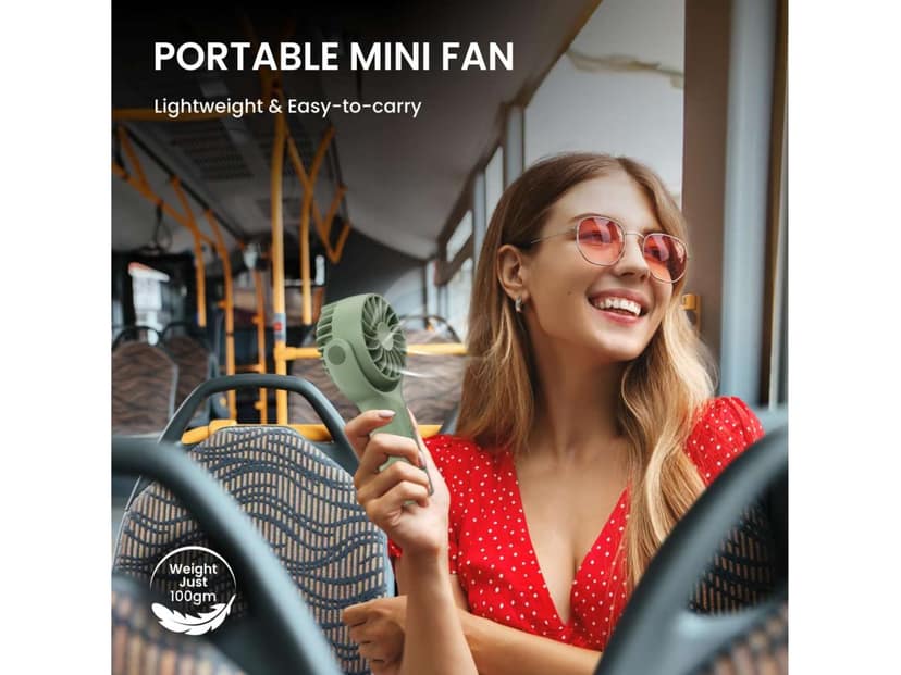 Portronics Toofan Mini, 3 Speed Modes, 7800 RPM, Rechargeable Battery, 180-degree Rotation - Green view 2