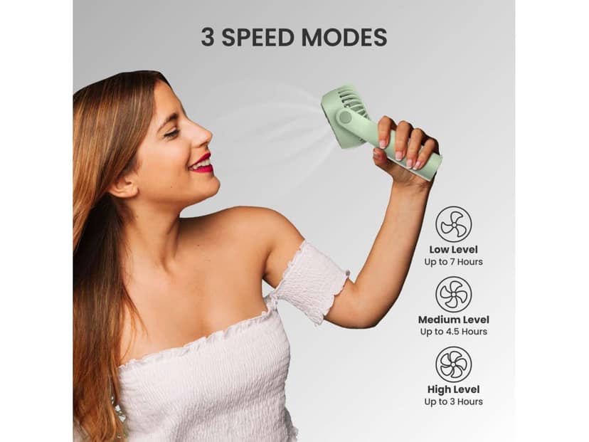 Portronics Toofan Mini, 3 Speed Modes, 7800 RPM, Rechargeable Battery, 180-degree Rotation - Green view 3