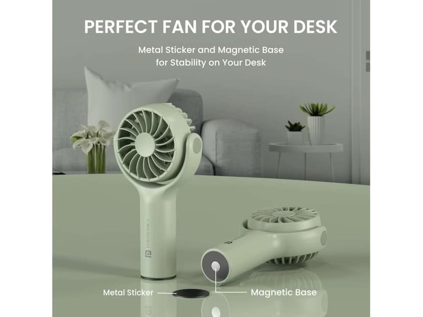 Portronics Toofan Mini, 3 Speed Modes, 7800 RPM, Rechargeable Battery, 180-degree Rotation - Green view 4