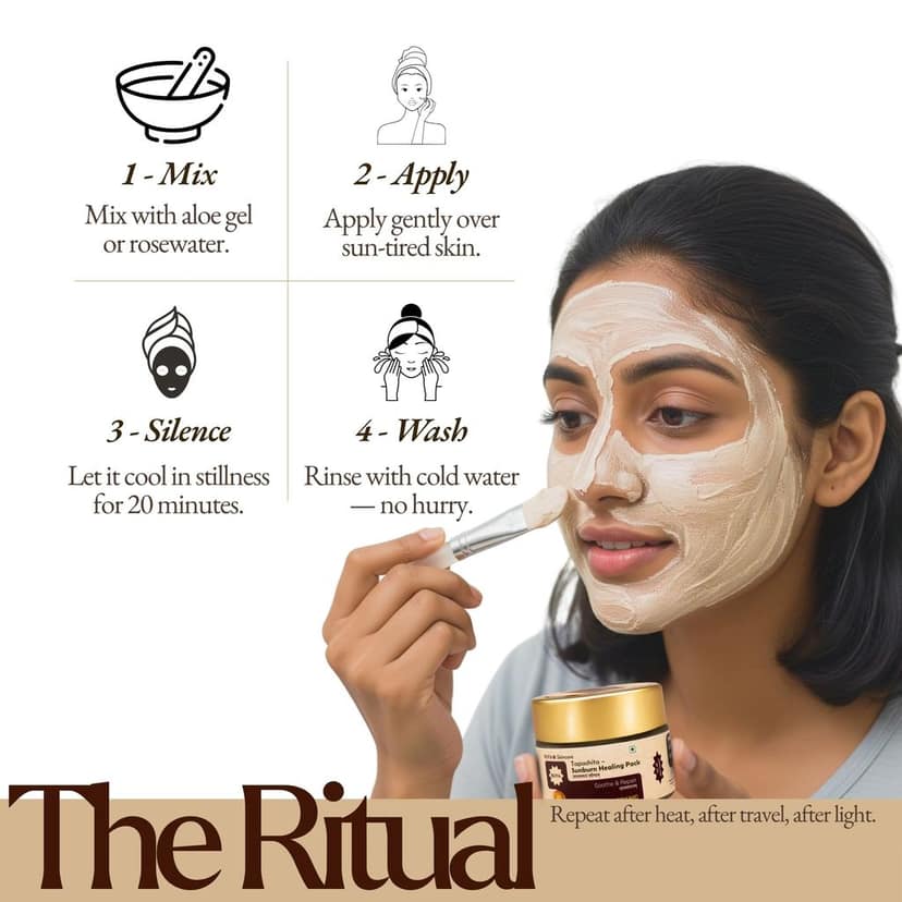 RUVA Ayurvedic Sunburn Face Pack | Sun-Soothed Vetiver & Aloe Lepa for Tanning, Redness & Inflammation | After-Sun Ayurvedic Remedy for All Skin Types | Men & Women view 5